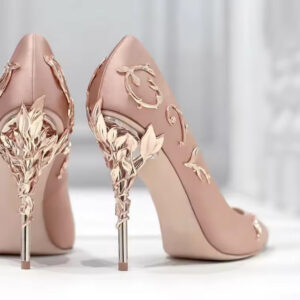 Custom Women Super High Strange Style Stiletto Heels Metal Decoration Pointed Toe Fashion Wedding Pumps Shoes