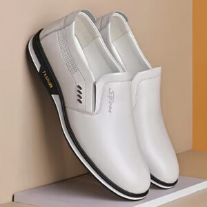 Men's shoes non-slip 2022 mens casual leather shoe breathable British soft sole comfortable flat white slip-on men shoes