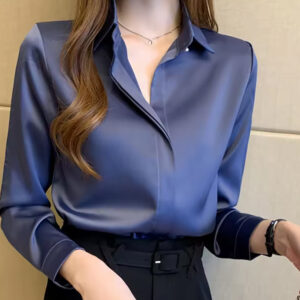 Silk Women White Shirt Women Long Sleeve Shirts Blouse Office Lady Satin Silk Blouse Tops Plus Size Women's Blouses & Shirts