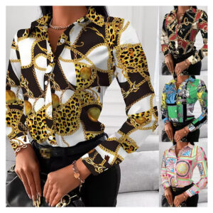 Custom Ladies Chiffon Shirts Women Printing Graphic Polyester Blouse Plus Size Women's Blouses & Shirts