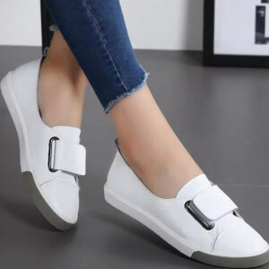 2023 Spring Autumn Women Loafers Flats Lady Slip on White shoes Genuine Leather Moccasins Casual Female Shoes